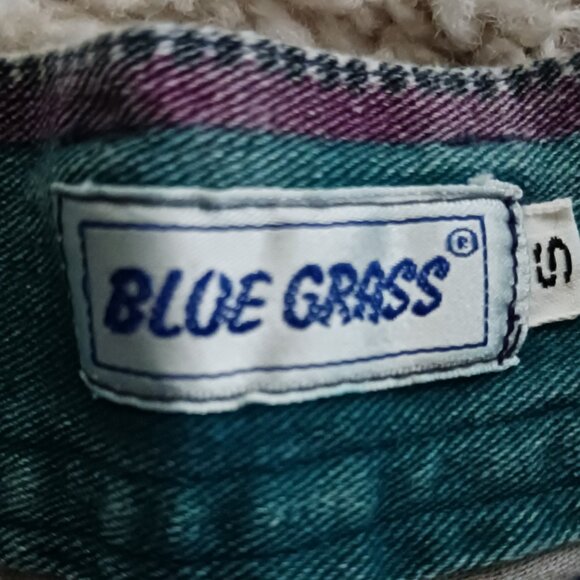 Women's Size S Multi Colour Striped Blue Grass Jean Shorts Chic Retro - Picture 3 of 7